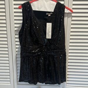 Eva Mendes Black sleeveless Sequin Top